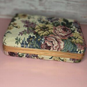 Vintage tapestry travel jewelry case